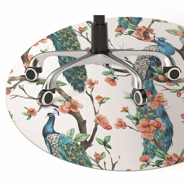 Tapis pour chaise de bureau Paons et fleurs