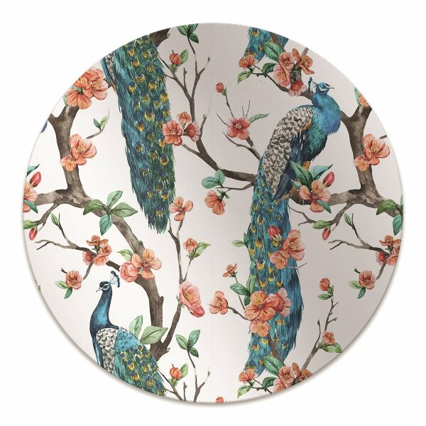 Tapis pour chaise de bureau Paons et fleurs