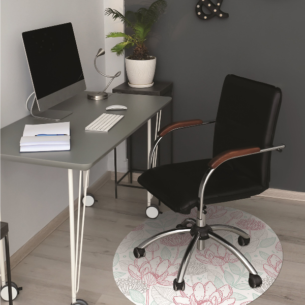 Tapis de chaise de bureau Contours de fleurs