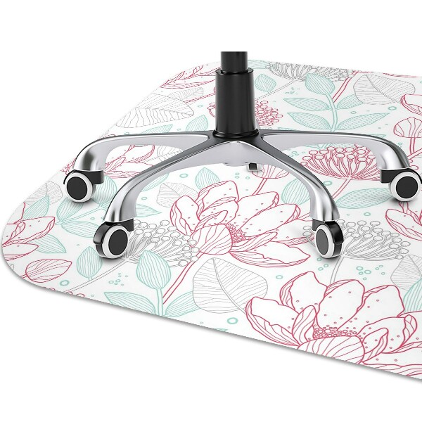 Tapis de chaise de bureau Contours de fleurs