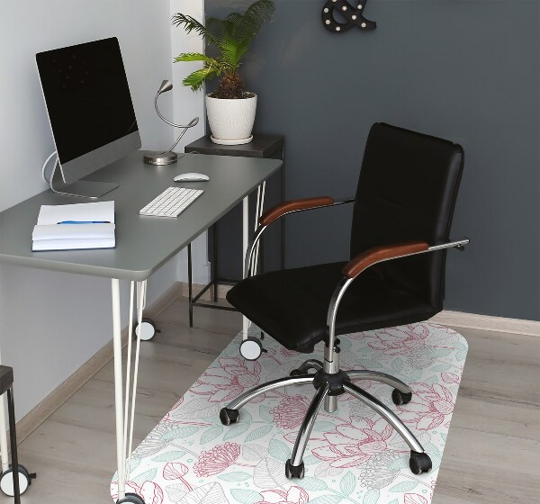 Tapis de chaise de bureau Contours de fleurs