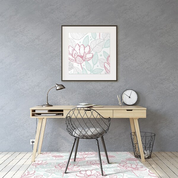Tapis de chaise de bureau Contours de fleurs