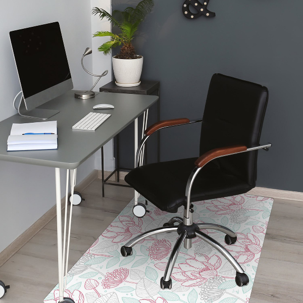 Tapis de chaise de bureau Contours de fleurs