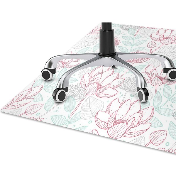Tapis de chaise de bureau Contours de fleurs