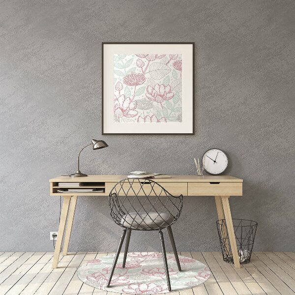 Tapis de chaise de bureau Contours de fleurs