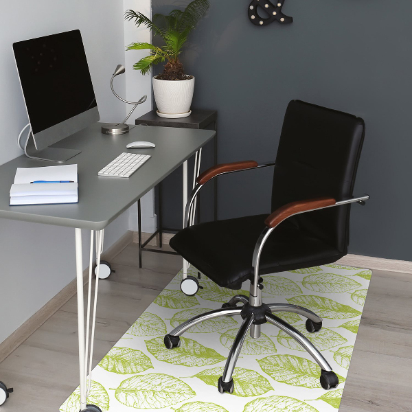 Tapis pour chaise de bureau Feuilles vertes