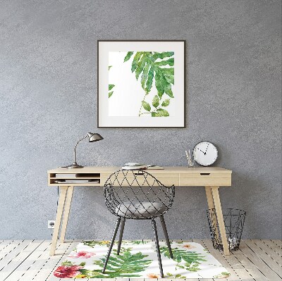 Tapis de chaise de bureau Feuilles et fleurs