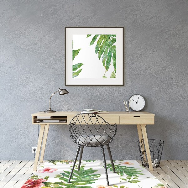 Tapis de chaise de bureau Feuilles et fleurs