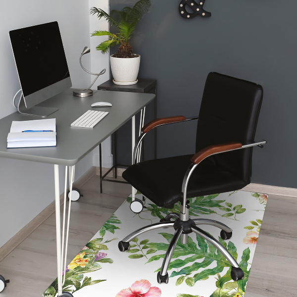 Tapis de chaise de bureau Feuilles et fleurs