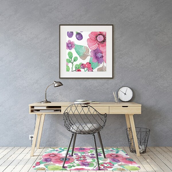 Tapis de chaise de bureau Fleurs et baies