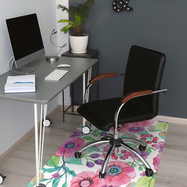 Tapis de chaise de bureau Fleurs et baies