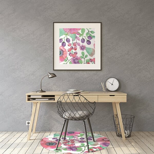 Tapis de chaise de bureau Fleurs et baies
