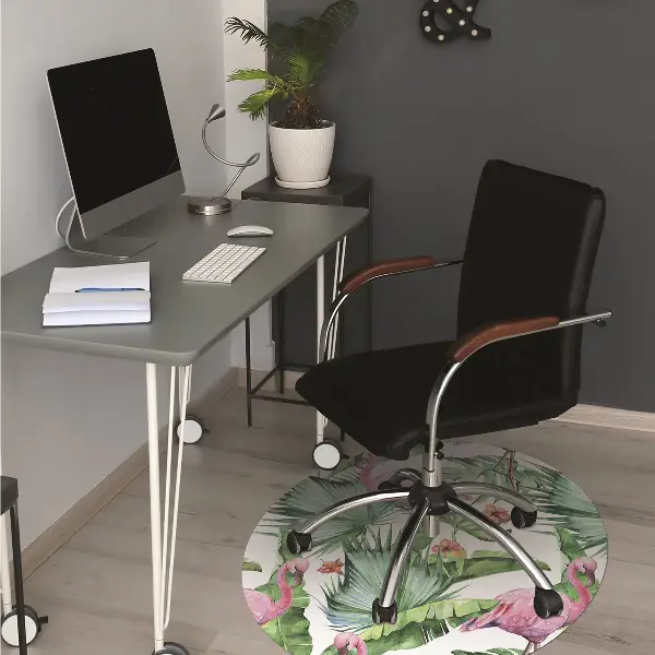 Tapis fauteuil bureau do biura Feuilles et flamants