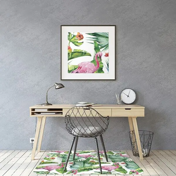 Tapis fauteuil bureau do biura Feuilles et flamants