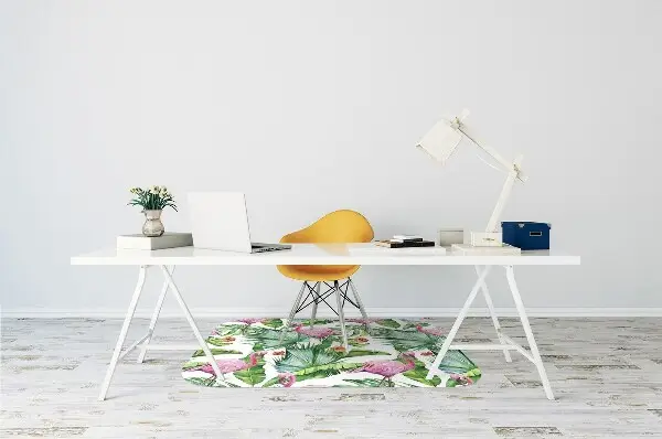 Tapis fauteuil bureau do biura Feuilles et flamants