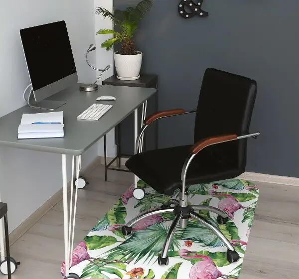 Tapis fauteuil bureau do biura Feuilles et flamants