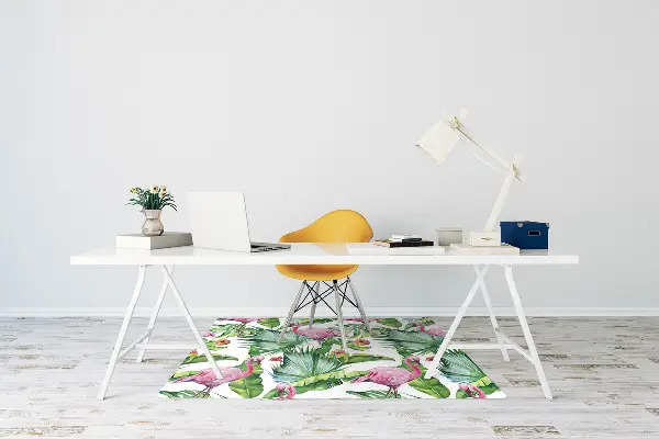 Tapis fauteuil bureau do biura Feuilles et flamants
