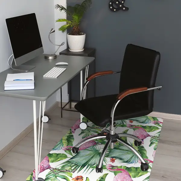 Tapis fauteuil bureau do biura Feuilles et flamants