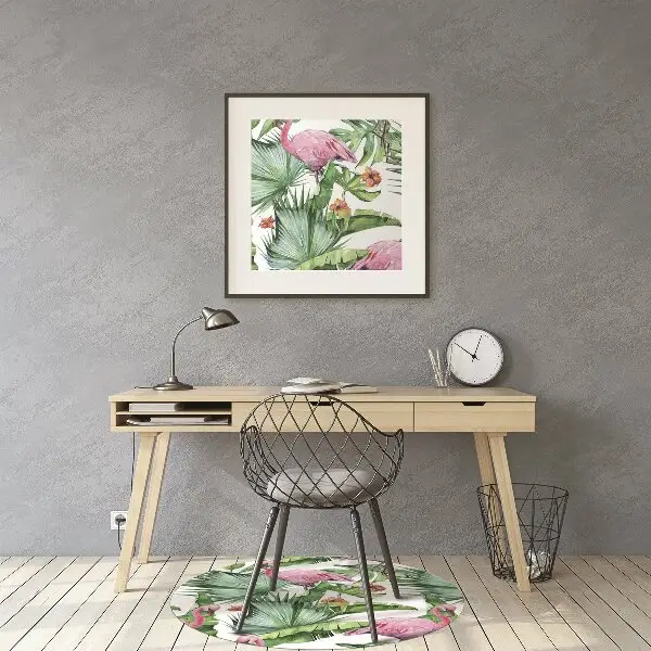 Tapis fauteuil bureau do biura Feuilles et flamants