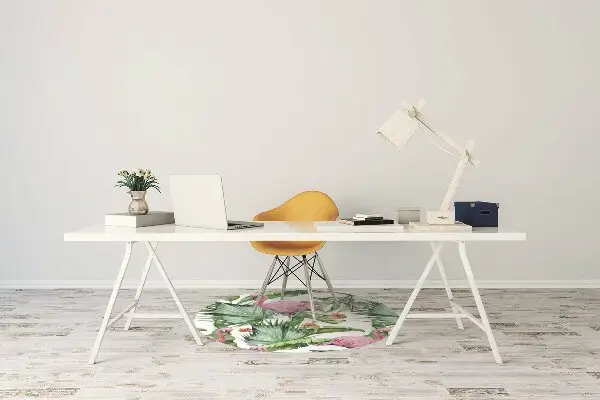 Tapis fauteuil bureau do biura Feuilles et flamants