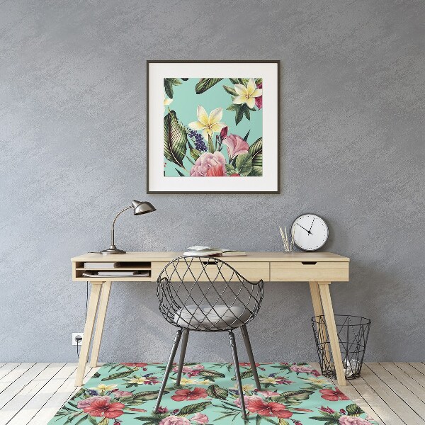 Tapis de chaise de bureau Feuilles et fleurs
