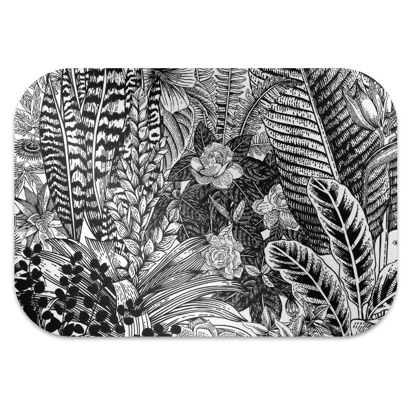 Tapis protection sol Feuilles noires et blanches