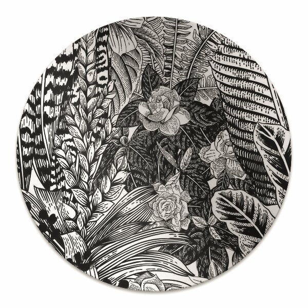 Tapis protection sol Feuilles noires et blanches