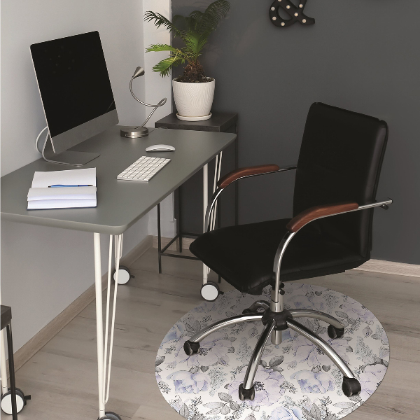 Tapis de chaise de bureau Roses bleues