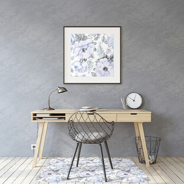 Tapis de chaise de bureau Roses bleues