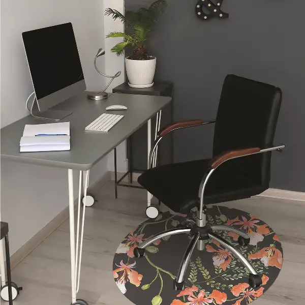 Tapis de chaise de bureau Fleurs rouges