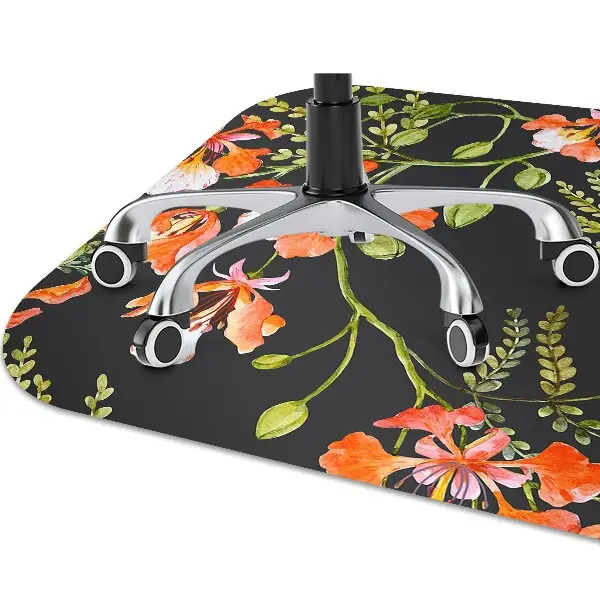 Tapis de chaise de bureau Fleurs rouges