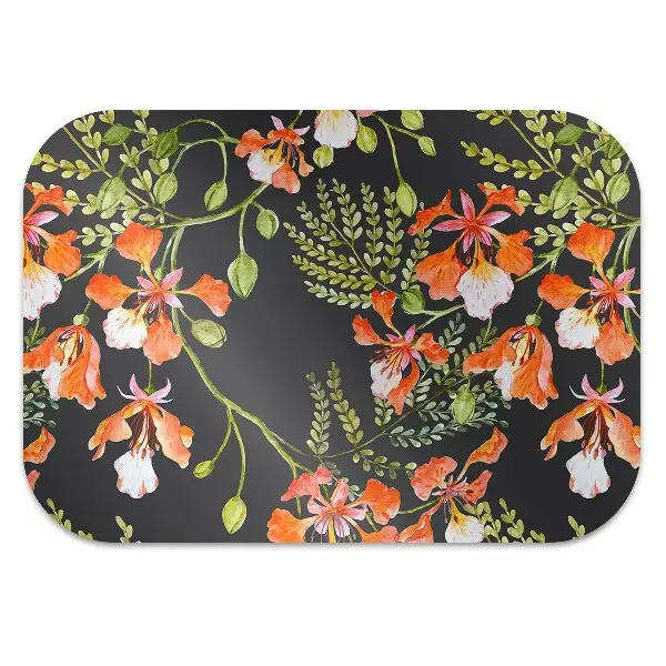 Tapis de chaise de bureau Fleurs rouges