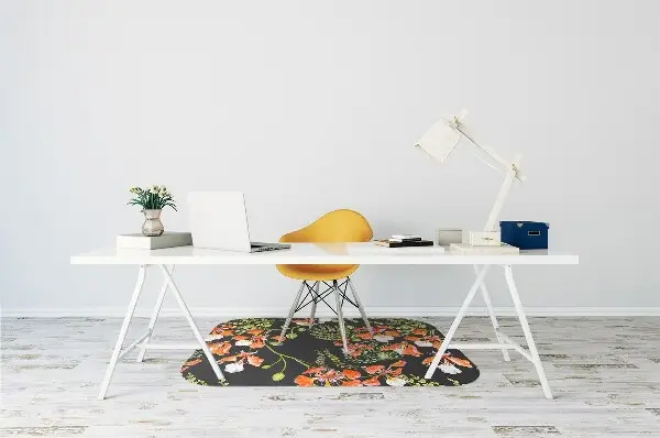 Tapis de chaise de bureau Fleurs rouges