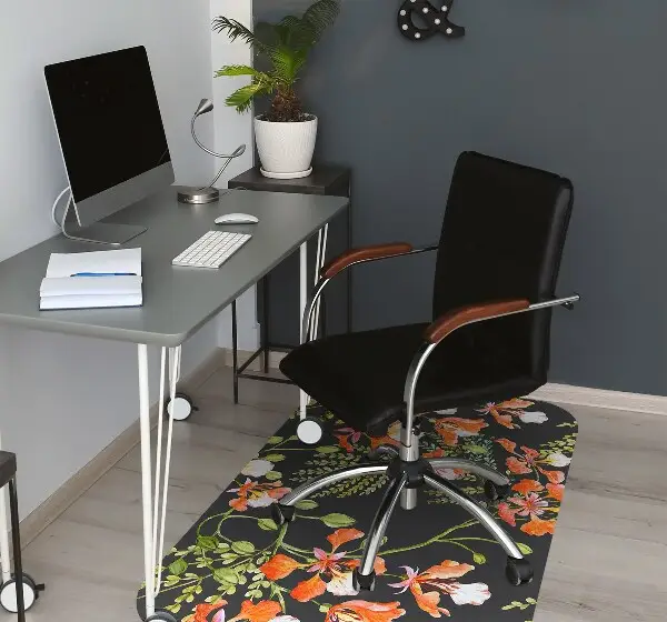 Tapis de chaise de bureau Fleurs rouges