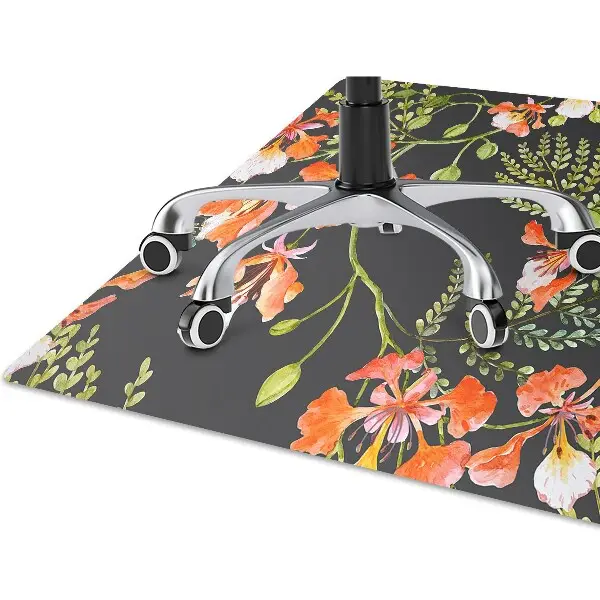 Tapis de chaise de bureau Fleurs rouges