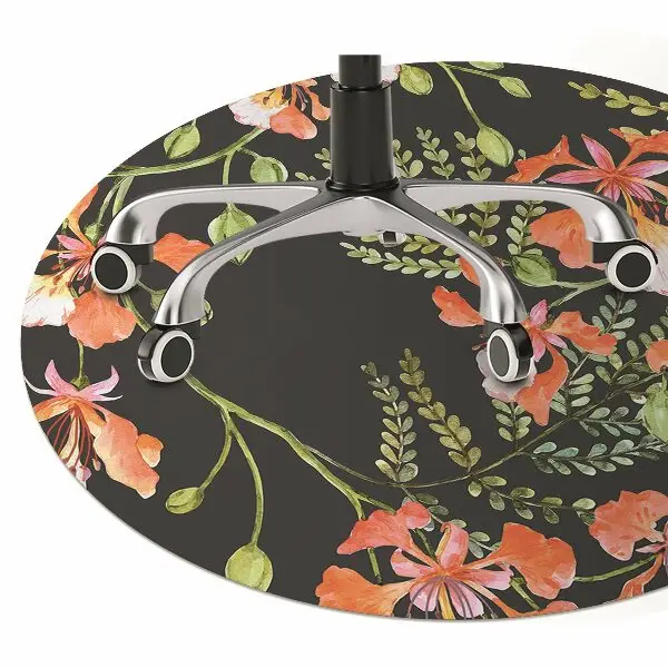 Tapis de chaise de bureau Fleurs rouges