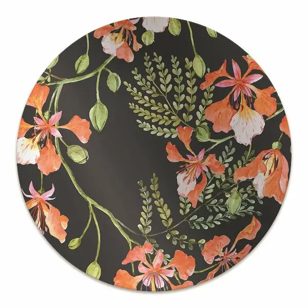 Tapis de chaise de bureau Fleurs rouges