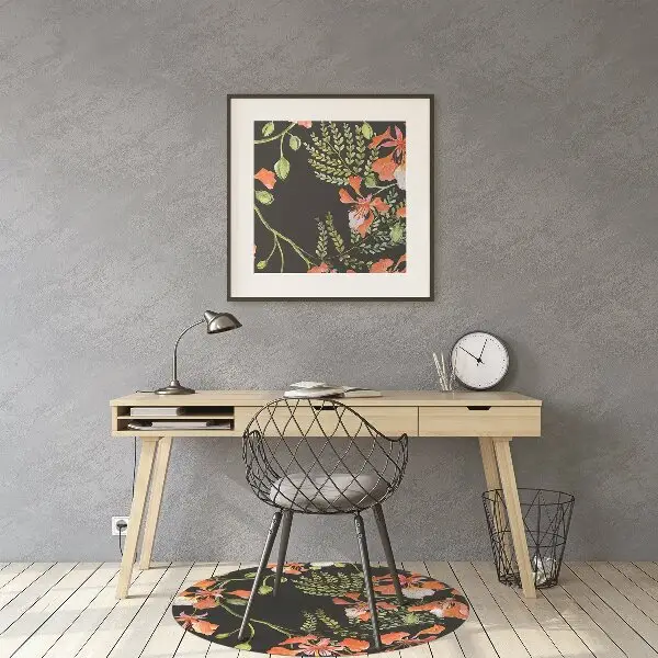Tapis de chaise de bureau Fleurs rouges