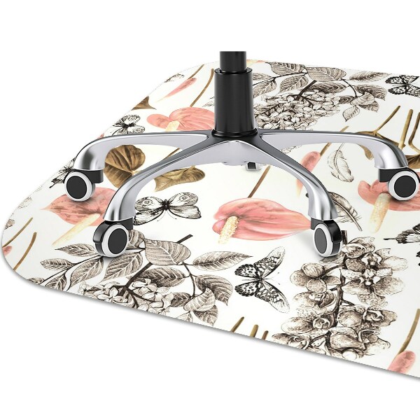 Tapis de chaise de bureau Fleurs et papillons