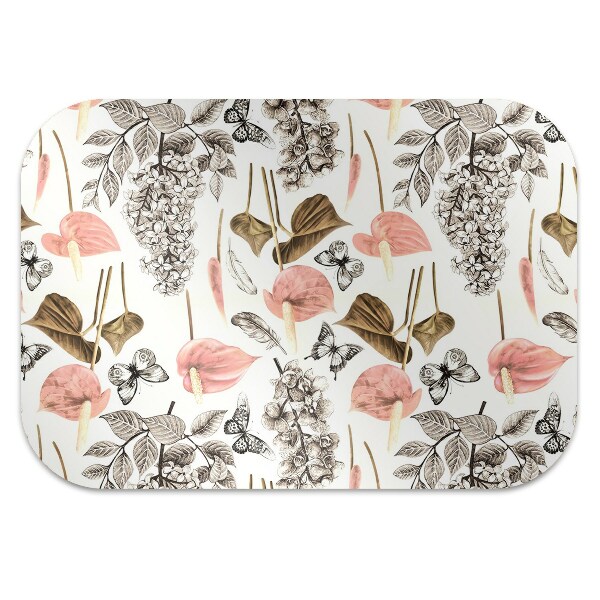 Tapis de chaise de bureau Fleurs et papillons