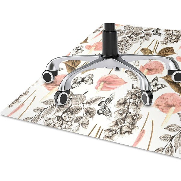 Tapis de chaise de bureau Fleurs et papillons