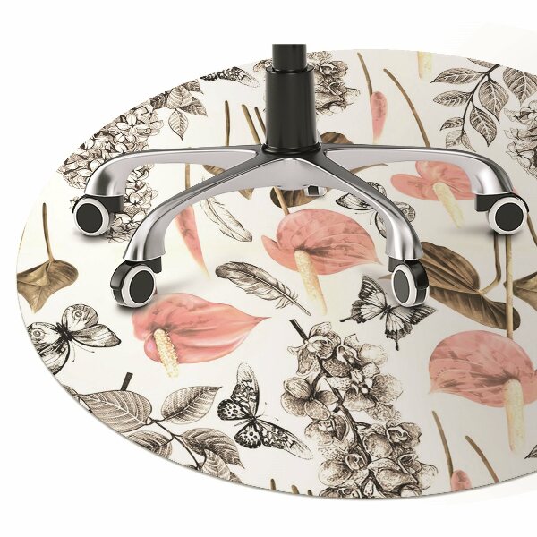 Tapis de chaise de bureau Fleurs et papillons