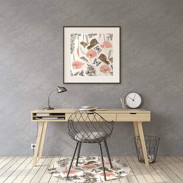 Tapis de chaise de bureau Fleurs et papillons