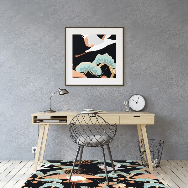 Tapis de chaise de bureau Hérons peints