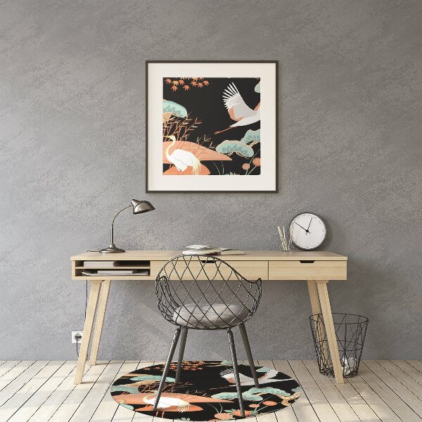 Tapis de chaise de bureau Hérons peints