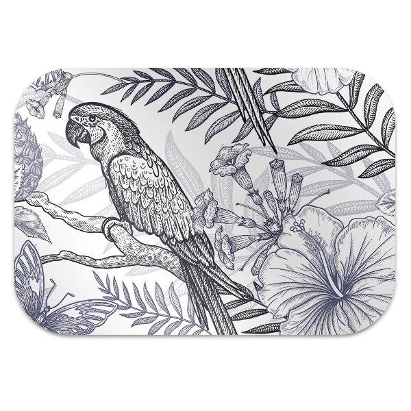Tapis de chaise de bureau Perroquet dessiné