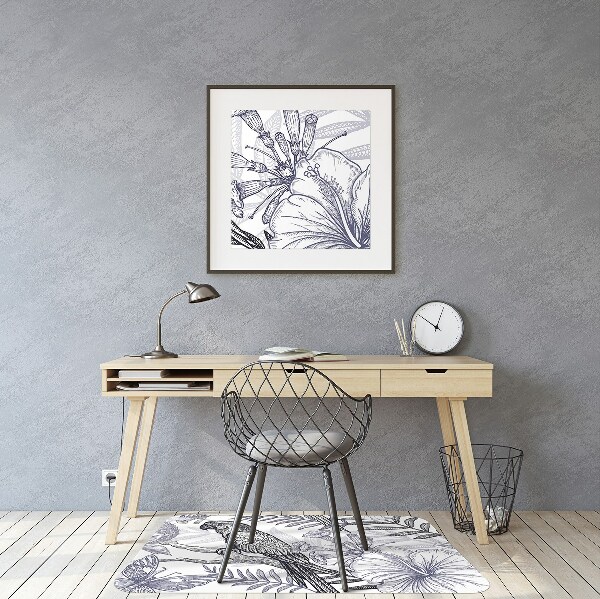 Tapis de chaise de bureau Perroquet dessiné