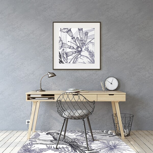 Tapis de chaise de bureau Perroquet dessiné
