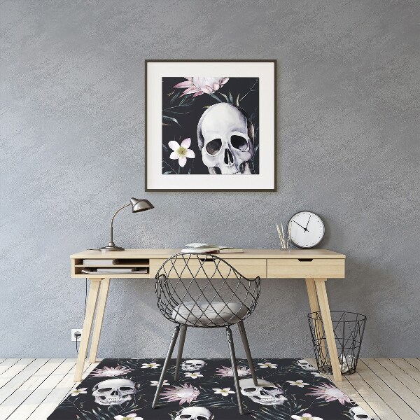 Tapis protège sol Crânes et feuilles