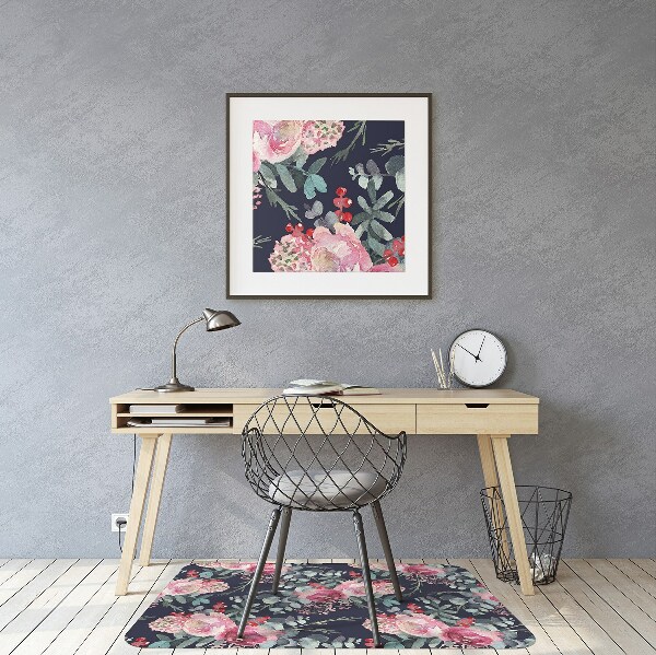 Tapis de chaise de bureau Fleurs et feuilles